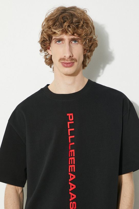 PLEASURES cotton t-shirt Drag Heavyweight Shirt P23W034.BLACK black