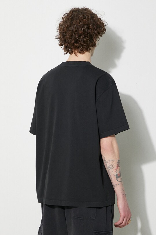 Clothing PLEASURES cotton t-shirt Gouge Heavyweight Shirt P23W039.BLACK black
