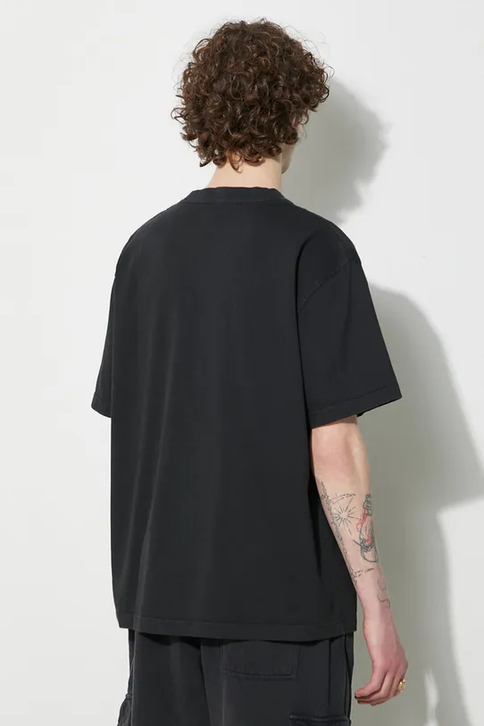 Clothing PLEASURES cotton t-shirt Gouge Heavyweight Shirt P23W039.BLACK black