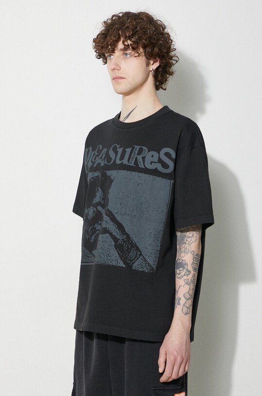 PLEASURES cotton t-shirt Gouge Heavyweight Shirt black P23W039.BLACK