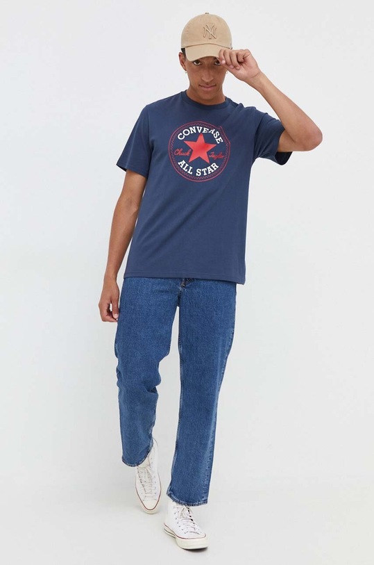 Odzież Converse t-shirt bawełniany 10025459.A09 granatowy
