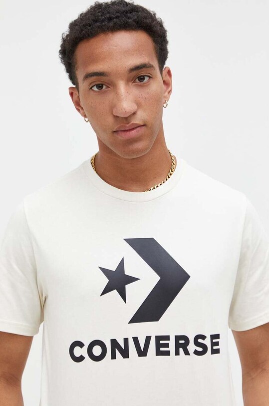 Памучна тениска Converse 10025458.A08 бежов AW24