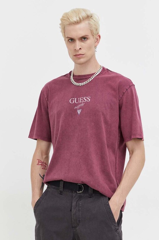 Guess Originals t-shirt bawełniany fioletowy M3BI89K9XF1