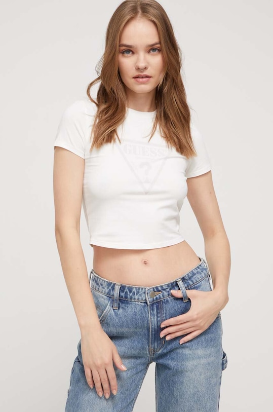 Guess Originals t-shirt elasztánnal bézs W3BI06KA0Q1