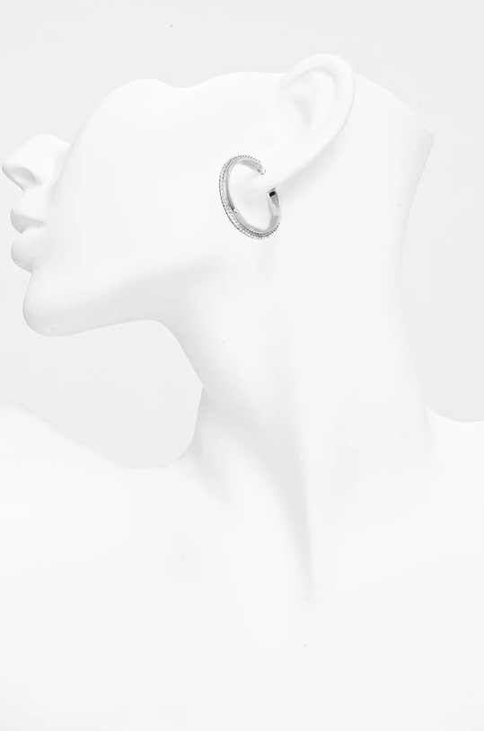 Dodaci Naušnice Lauren Ralph Lauren PE 30MM PAVE HOOP 14G00874 srebrna