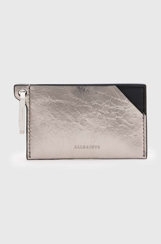 Шкіряний чохол на банківські карти AllSaints HEX CARDHOLDER Planet friendly срібний W173XB