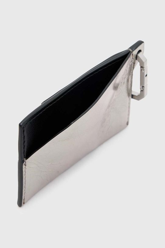 Kožené puzdro na karty AllSaints HEX CARDHOLDER strieborná W173XB