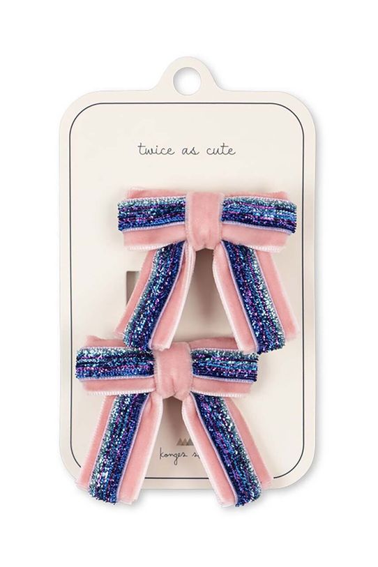 Detské sponky Konges Sløjd 2 PACK VELVET BOW HAIR CLIPS 2-pak KS101785 ružová
