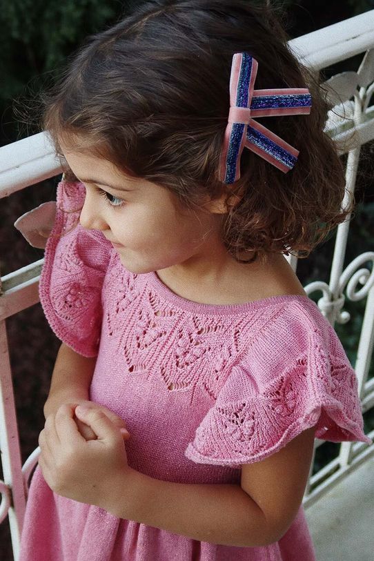 Dječje ukosnice za kosu Konges Sløjd 2 PACK LONG VELVET BOW HAIR CLIPS 2-pack roza KS101786