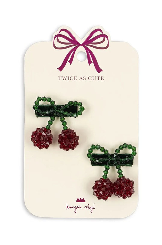 Gumičky Konges Sløjd 2 PACK CHERRY BOW HAIR CLIPS 2-pak zelená KS101850