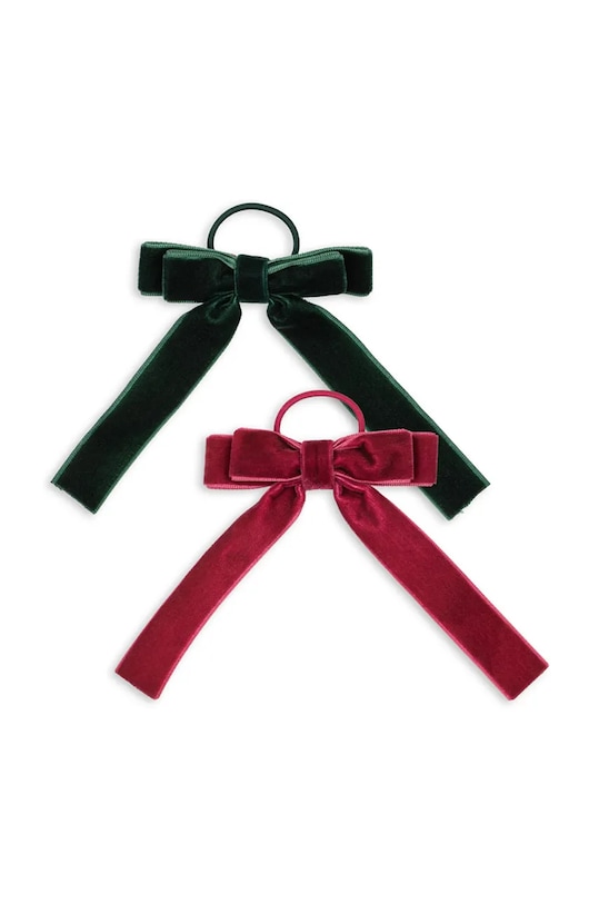Детская резинка для волос Konges Sløjd 2 PACK VELVET DOUBLE BOW ELASTIC 2 шт KS101863 зелёный AW24