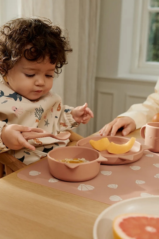 Chłopiec Liewood śliniak niemowlęcy Merle Printed Cape Bib LW14782 beżowy