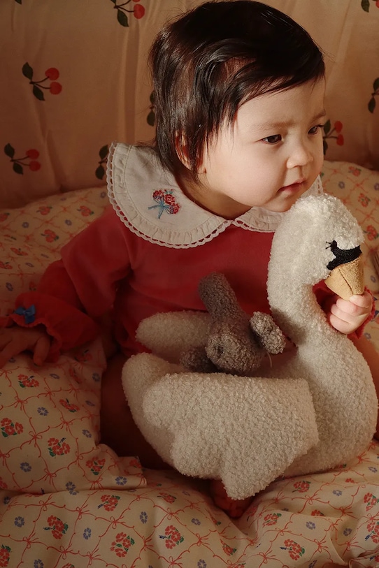 Konges Sløjd jucărie pentru bebe ACTIVITY MUSIC SWAN alb KS101882