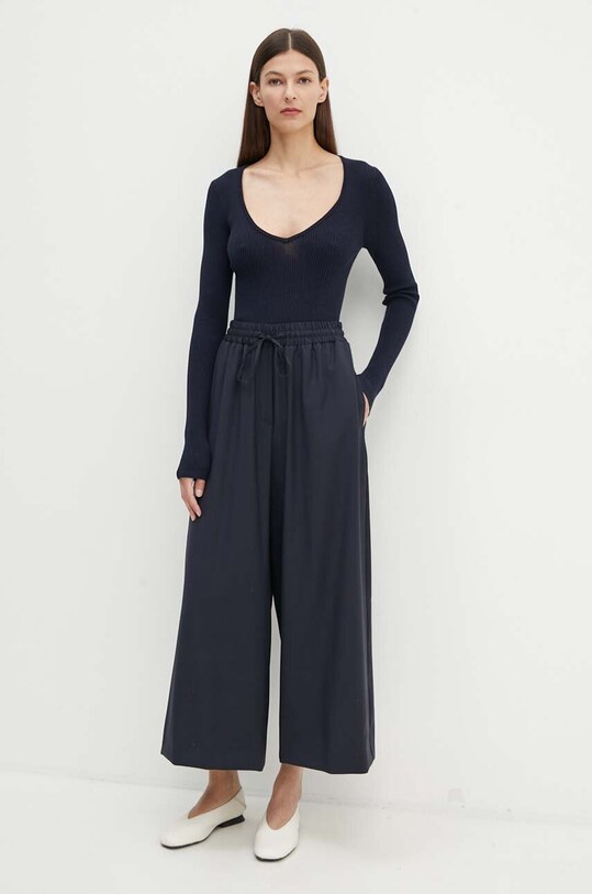 Herskind pulover din amestec de mătase Nova 5266106 bleumarin AW24