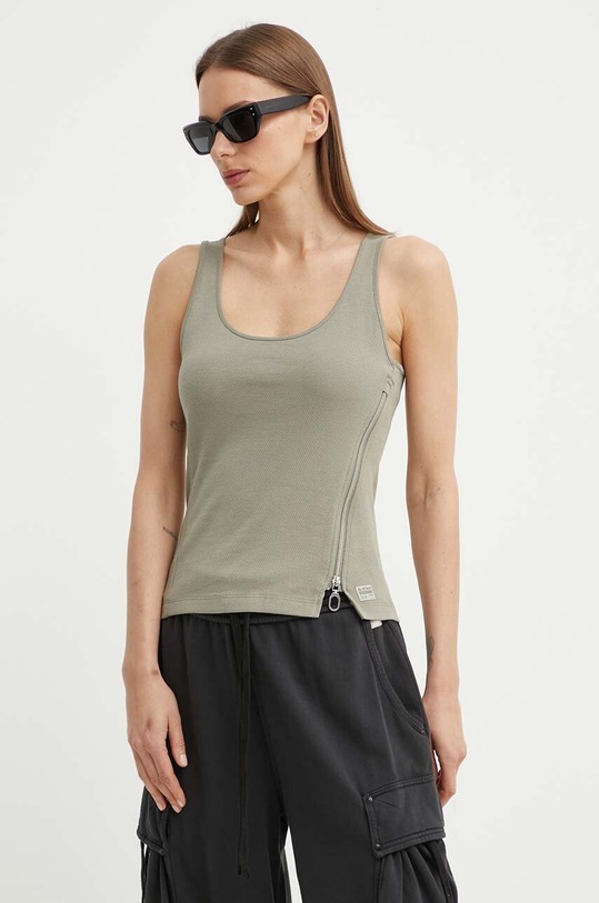 G-Star top din bumbac uni verde D24647.D275