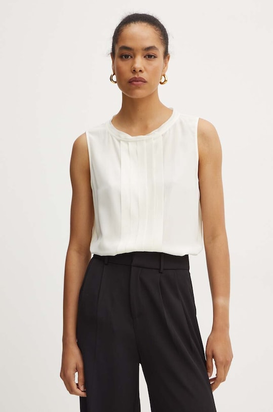 BOSS bluzka jedwabna regular beżowy 50521253