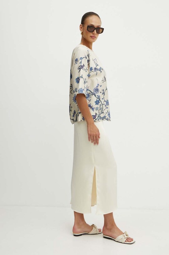 Weekend Max Mara bluzka jedwabna 2425116011600 niebieski AW24