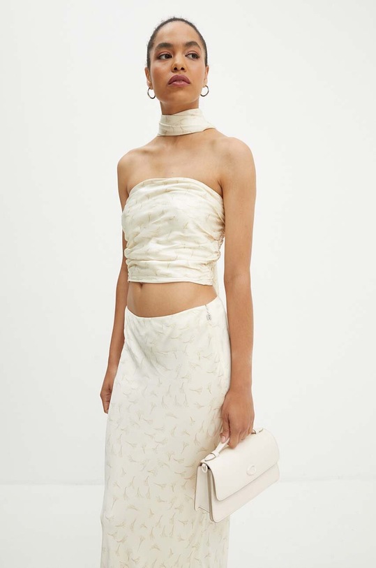 Rotate top Satin Crop Scarf Top bej 1128432986