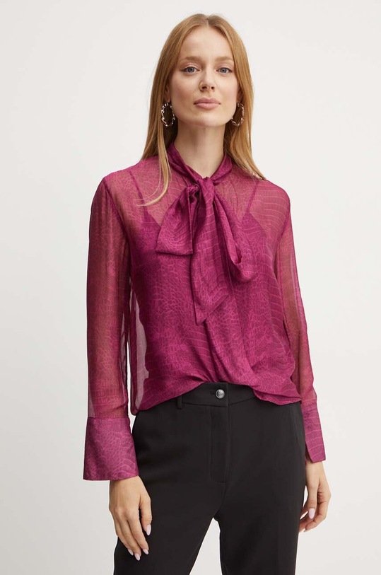Liu Jo bluza din amestec de matase legat roz WF4219.T2664