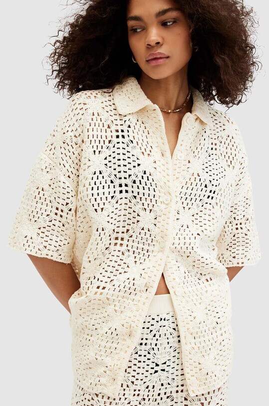 Хлопковая рубашка AllSaints MILLY TOP W031KA бежевый AW24