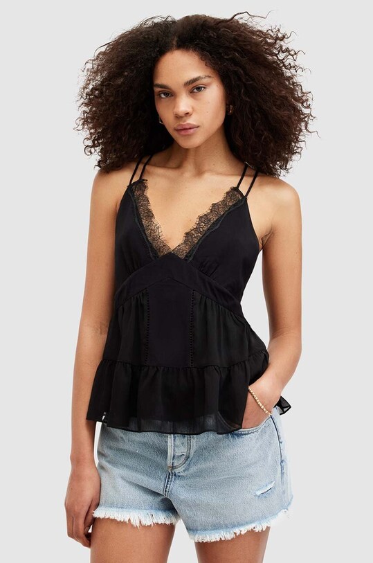 Top AllSaints ROWEN TOP κανονικό μαύρο W072PA