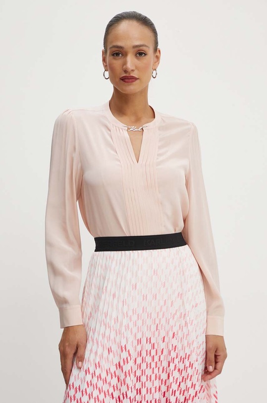 Karl Lagerfeld bluzka jedwabna regular różowy 245W1608