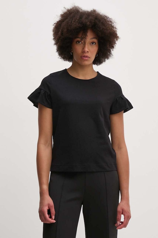 United Colors of Benetton tricou din bumbac uni negru 3096D107T