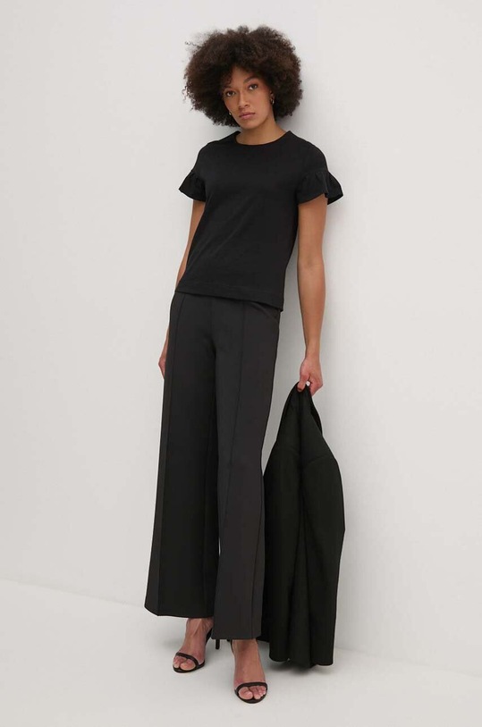 Βαμβακερό μπλουζάκι United Colors of Benetton 3096D107T μαύρο AW24