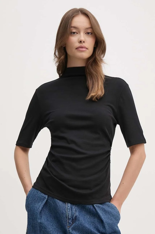 Bavlněná halenka United Colors of Benetton hladký černá 3VAZD2012