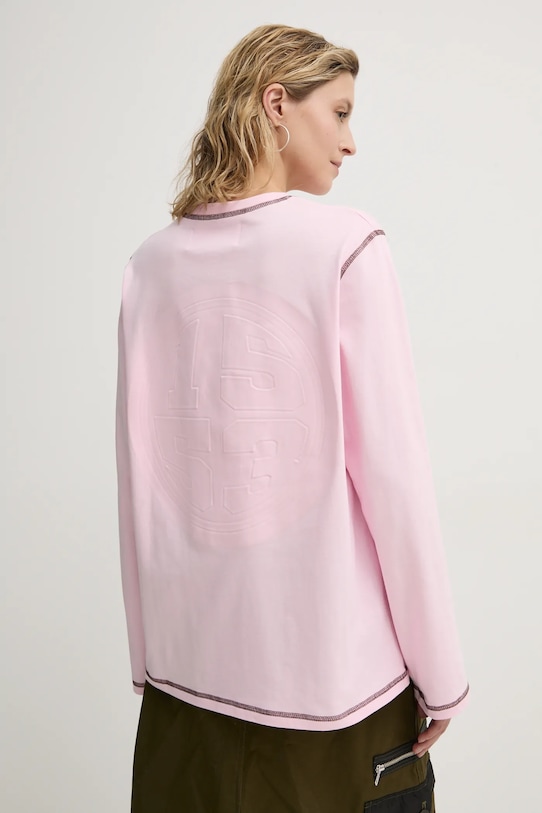 Хлопковый лонгслив Résumé CamRS хлопок розовый 222301210