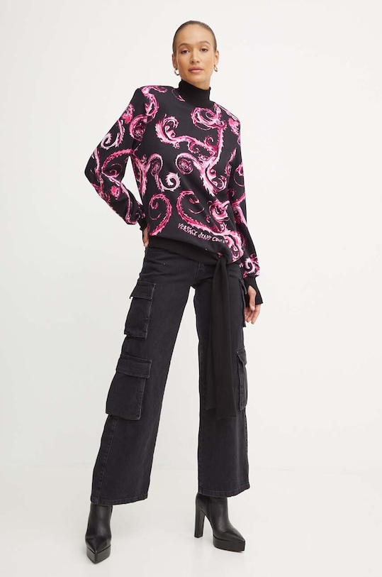 Versace Jeans Couture hanorac de bumbac 77HAO9A2.FS171 negru AW24