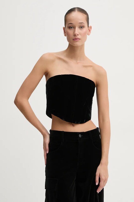 Zamatový top Miss Sixty slim čierna 6L3XJ5930000