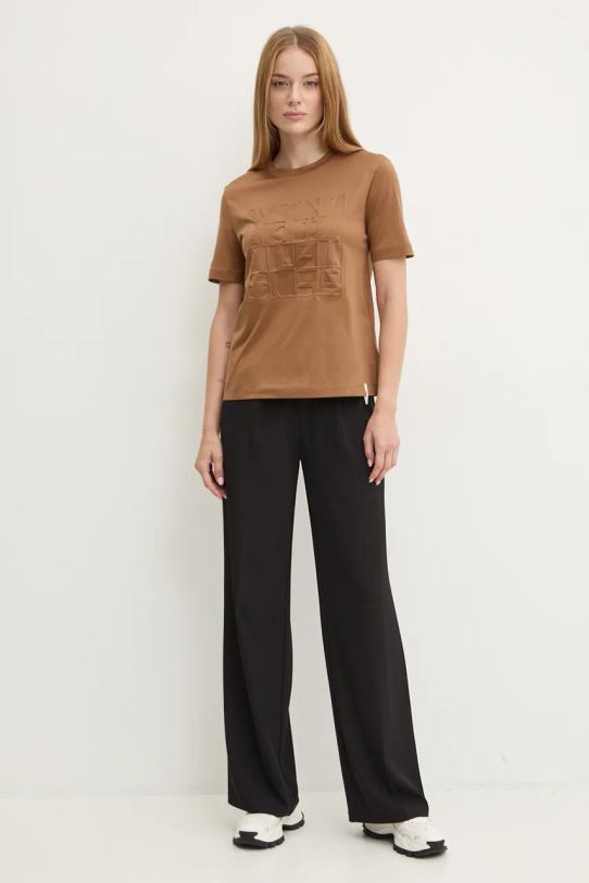 Max Mara Leisure t-shirt bawełniany 2426946038600 brązowy AW24