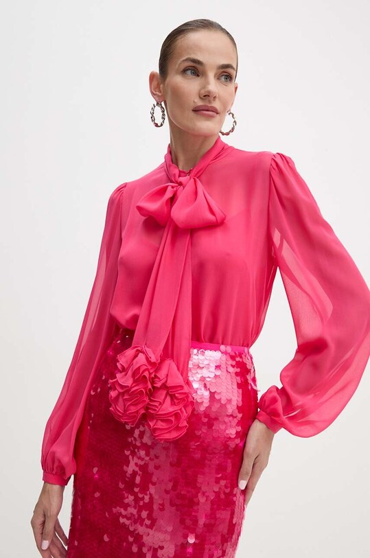 Luisa Spagnoli bluzka jedwabna LOLA 541186 różowy AW24