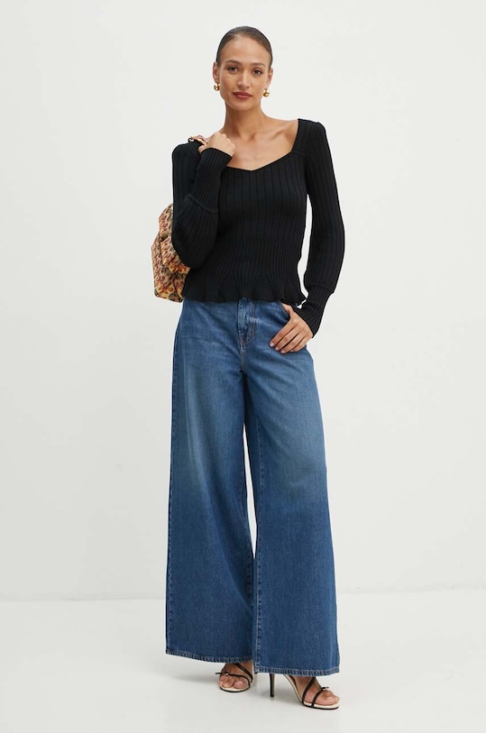 Luisa Spagnoli pulover de lana MERLATO 58426 negru AW24