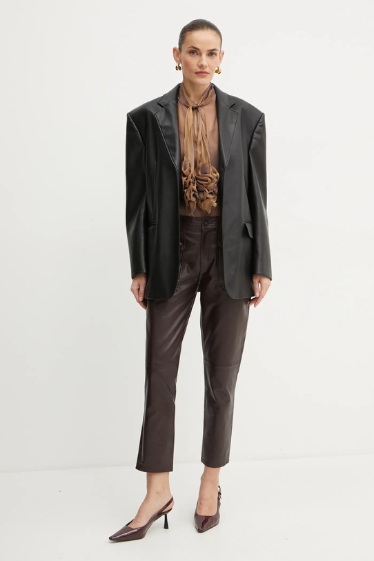 Luisa Spagnoli maglietta in seta LOL 541492 marrone AW24