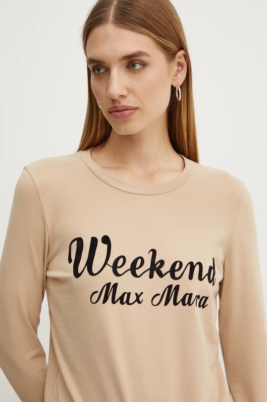 Weekend Max Mara longsleeve din bumbac bej 2425946022600