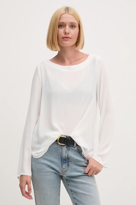 Sisley bluză uni alb 5ZMZLQ07S