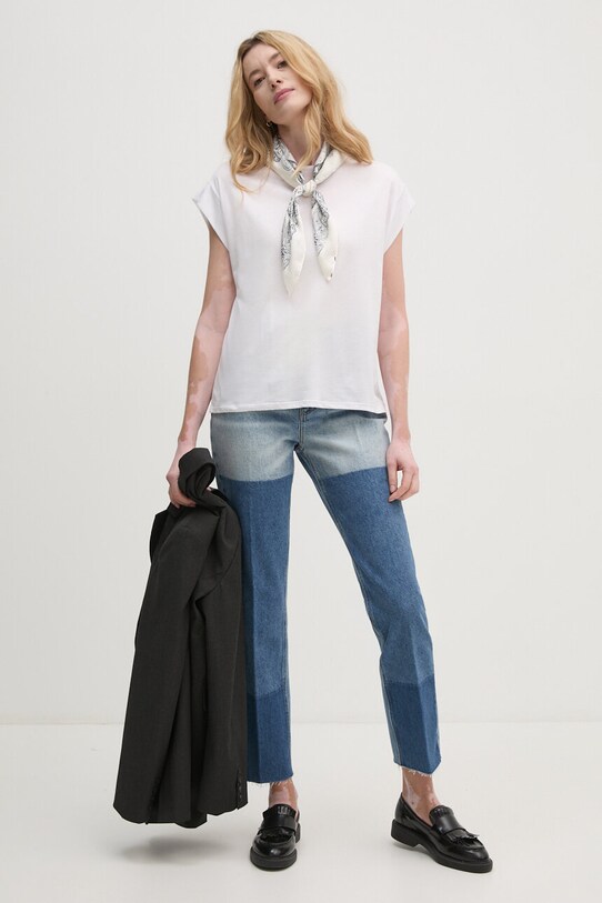 Sisley tricou 3QU4L103S alb AW24