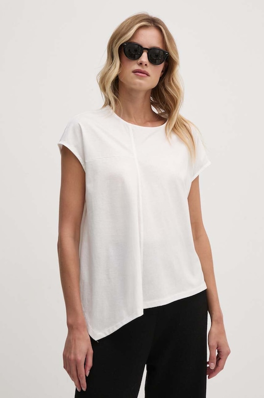 Sisley t-shirt bawełniany bawełna beżowy 3J5CL105U