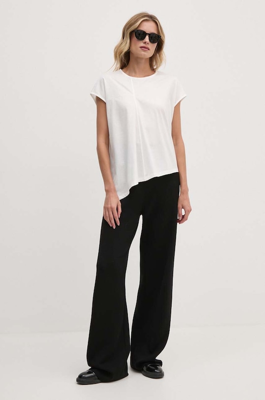 Sisley t-shirt bawełniany 3J5CL105U beżowy AW24