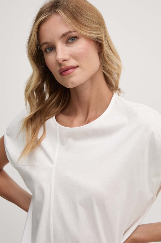 Sisley t-shirt bawełniany beżowy 3J5CL105U