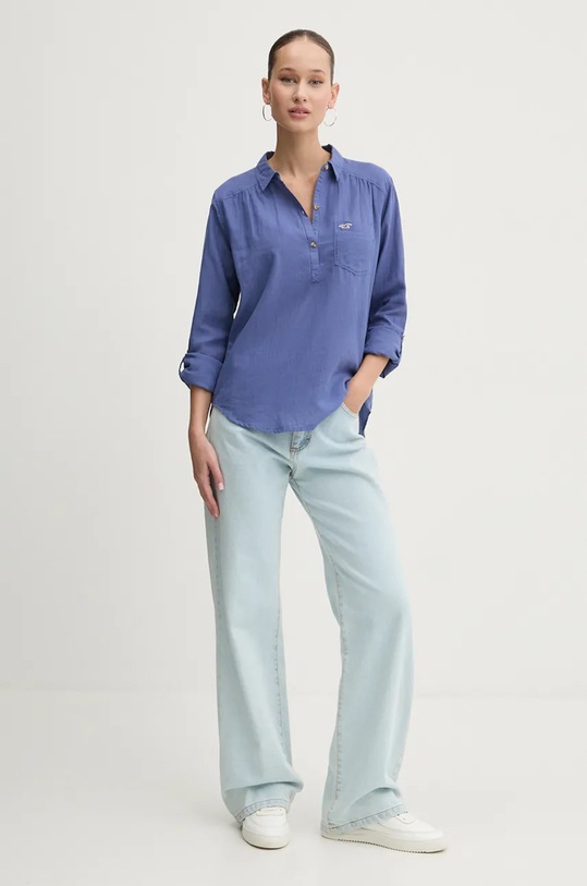 Hollister Co. bluzka bawełniana KI340.3242.201 niebieski AW24