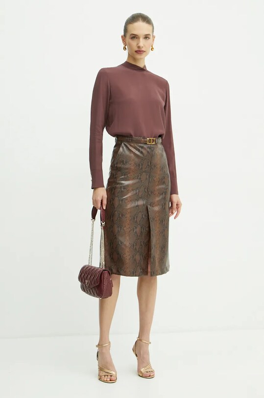 Twinset bluzka z domieszką jedwabiu 242TT2341 czerwony AW24