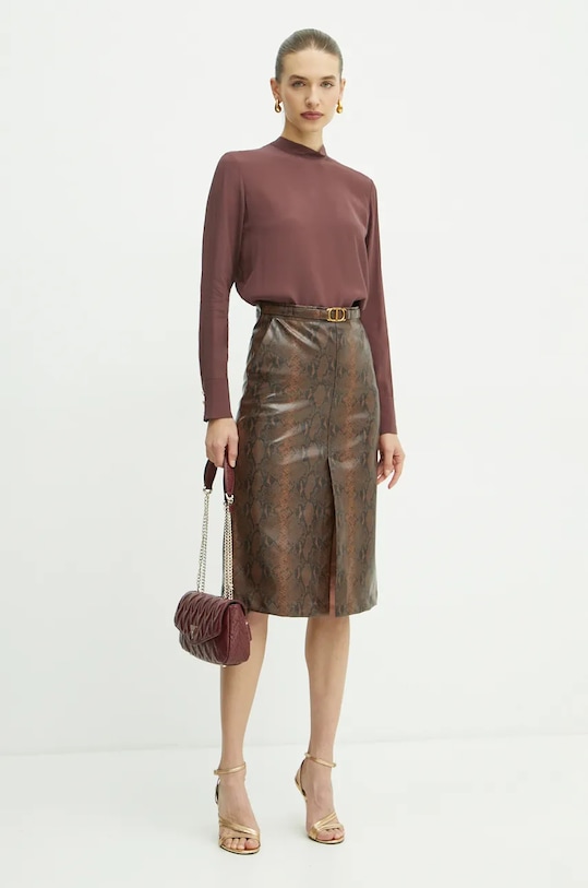 Twinset bluzka z domieszką jedwabiu 242TT2341 czerwony AW24