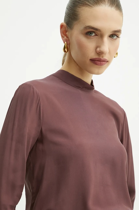 Twinset bluzka z domieszką jedwabiu czerwony 242TT2341