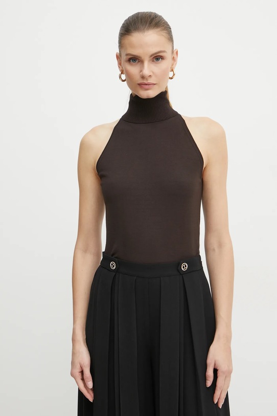 Top Twinset slim καφέ 242TF3031