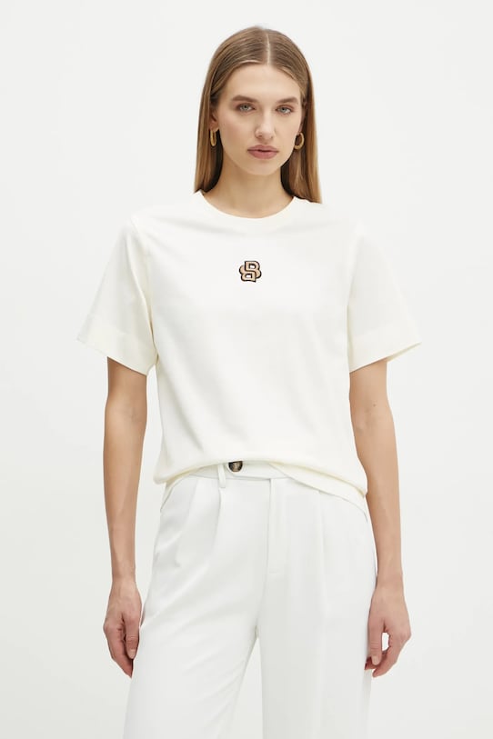 BOSS t-shirt bawełniany regular beżowy 50526205