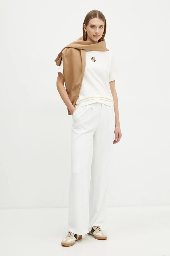 BOSS t-shirt bawełniany 50526205 beżowy AW24