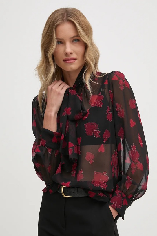 Блузка Sisley узор чёрный 52UMLQ088